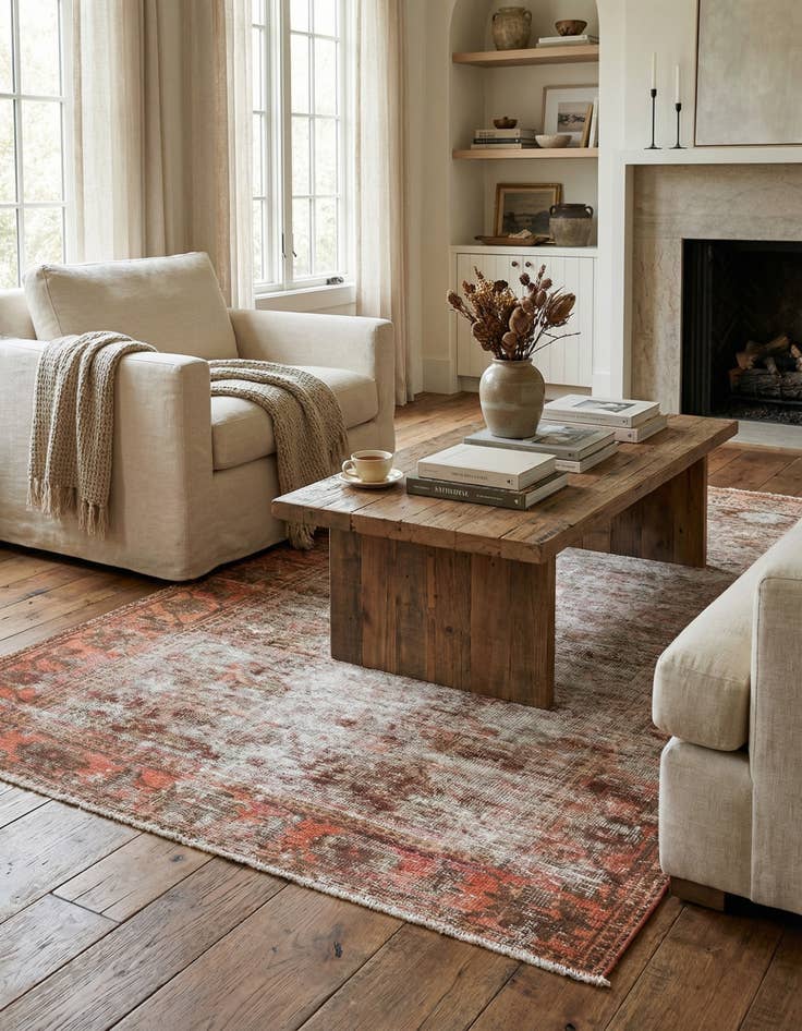 Detail image of 3' 7 x 7'  Hand Knotted Ultra Vintage Persian Wool Rug