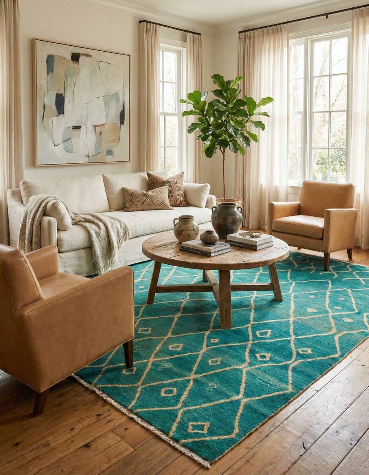 Detail image of 5' 8 x 8'  Hand Knotted Darya Wool Rug