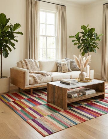 7' x 9' 6 Hand Woven Kilim Modern Wool Rug