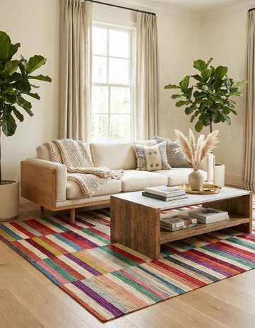 7' x 9' 6 Hand Woven Kilim Modern Wool Rug