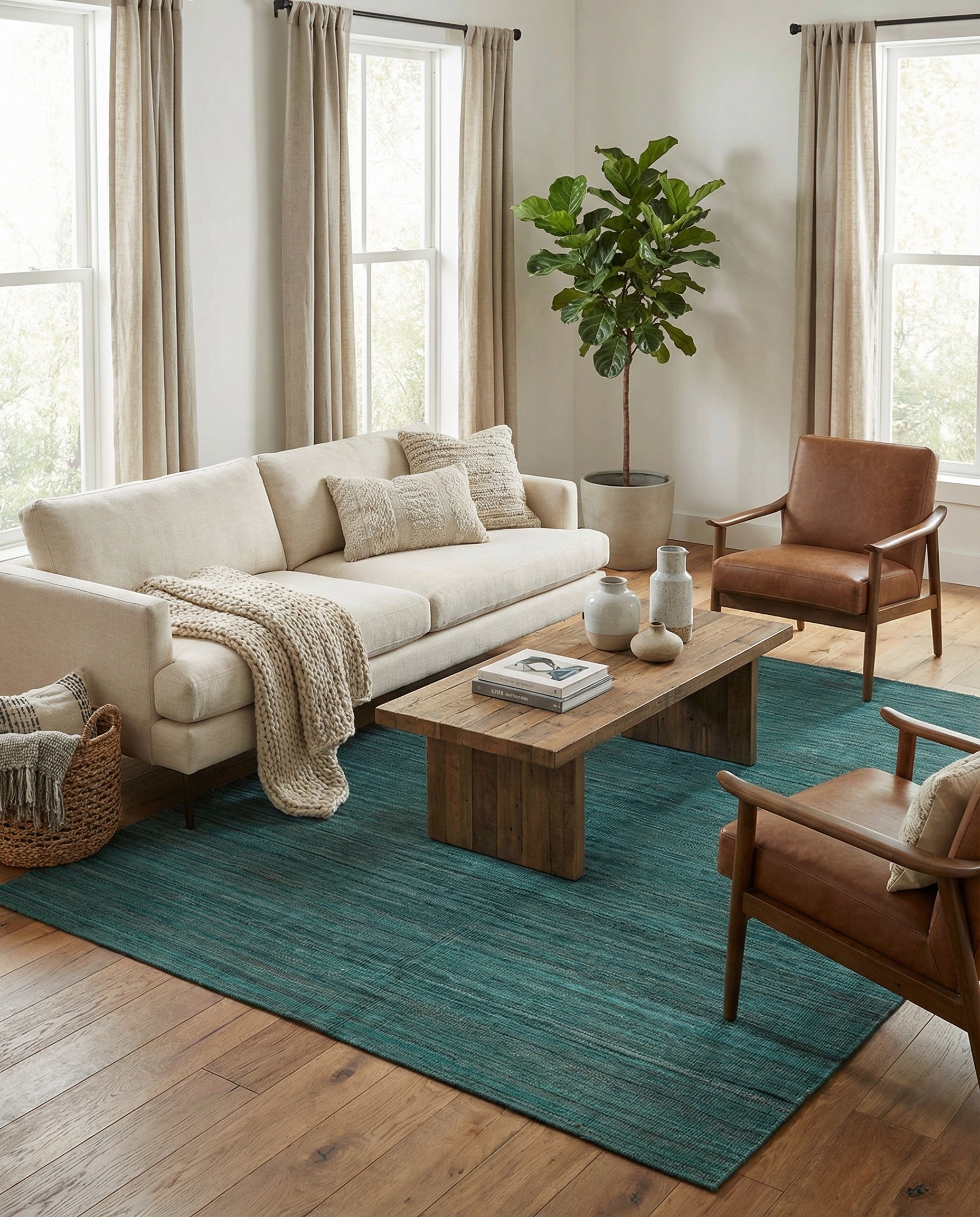  6' 8 x 9' 4  Hand Woven Kilim Modern Wool Rug