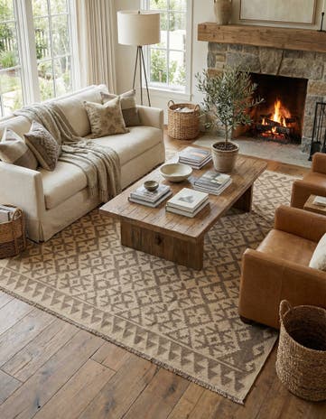 6' 7 x 6' 8 Hand Woven Kilim Maymana Wool Square Rug