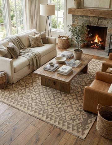 6' 7 x 6' 8 Hand Woven Kilim Maymana Wool Square Rug