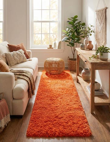 2' 7 x 10' Solid Shag Runner Rug