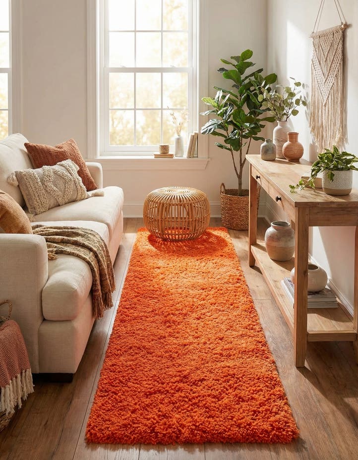 2' 7 x 10' Solid Shag Runner Rug