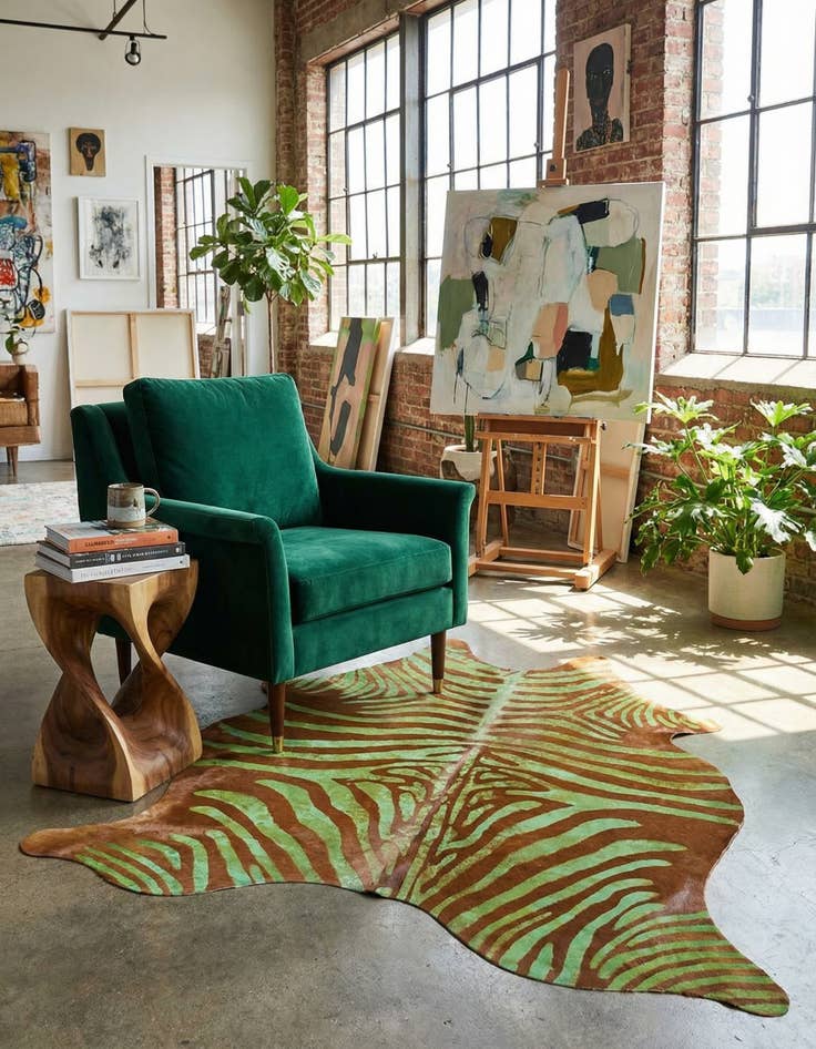 Detail image of 6' 7 x 7' 5 Cowhide Leather Freeform Rug