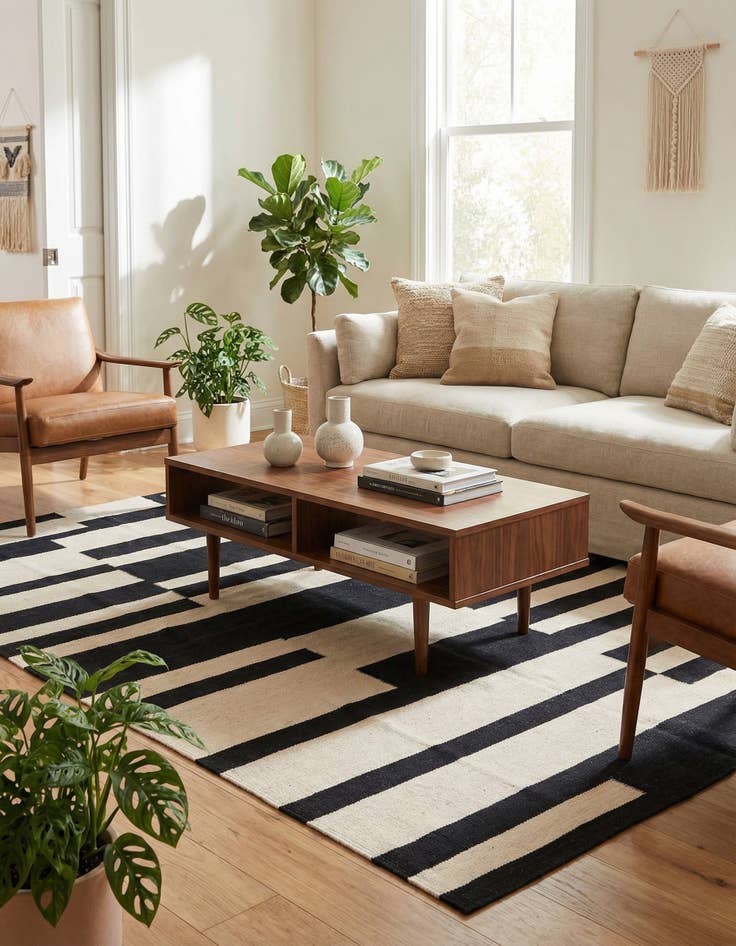 Detail image of 4' 8 x 6' 8  Hand Woven Kilim Modern Wool Rug