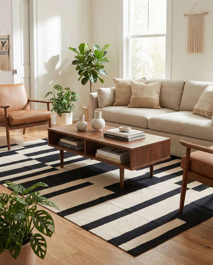 4' 8 x 6' 8 Hand Woven Kilim Modern Wool Rug