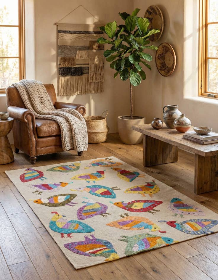 Detail image of 3' x 4' 7  Hand Woven Kilim Suzani Wool Rug