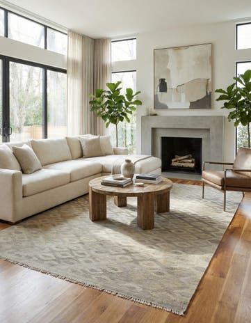 5' 7 x 8' Hand Woven Kilim Modern Wool Rug