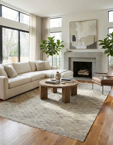 5' 7 x 8' Hand Woven Kilim Modern Wool Rug