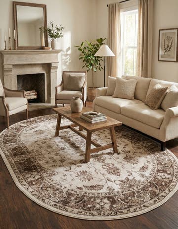 Cream Nepal Oval Rug