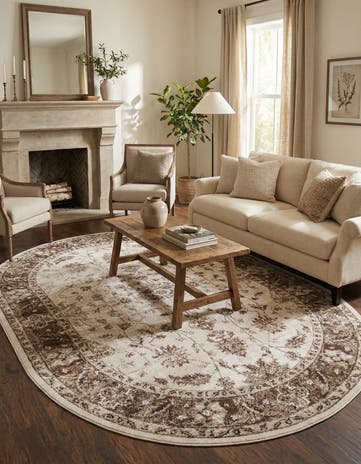 Cream Nepal Oval Rug