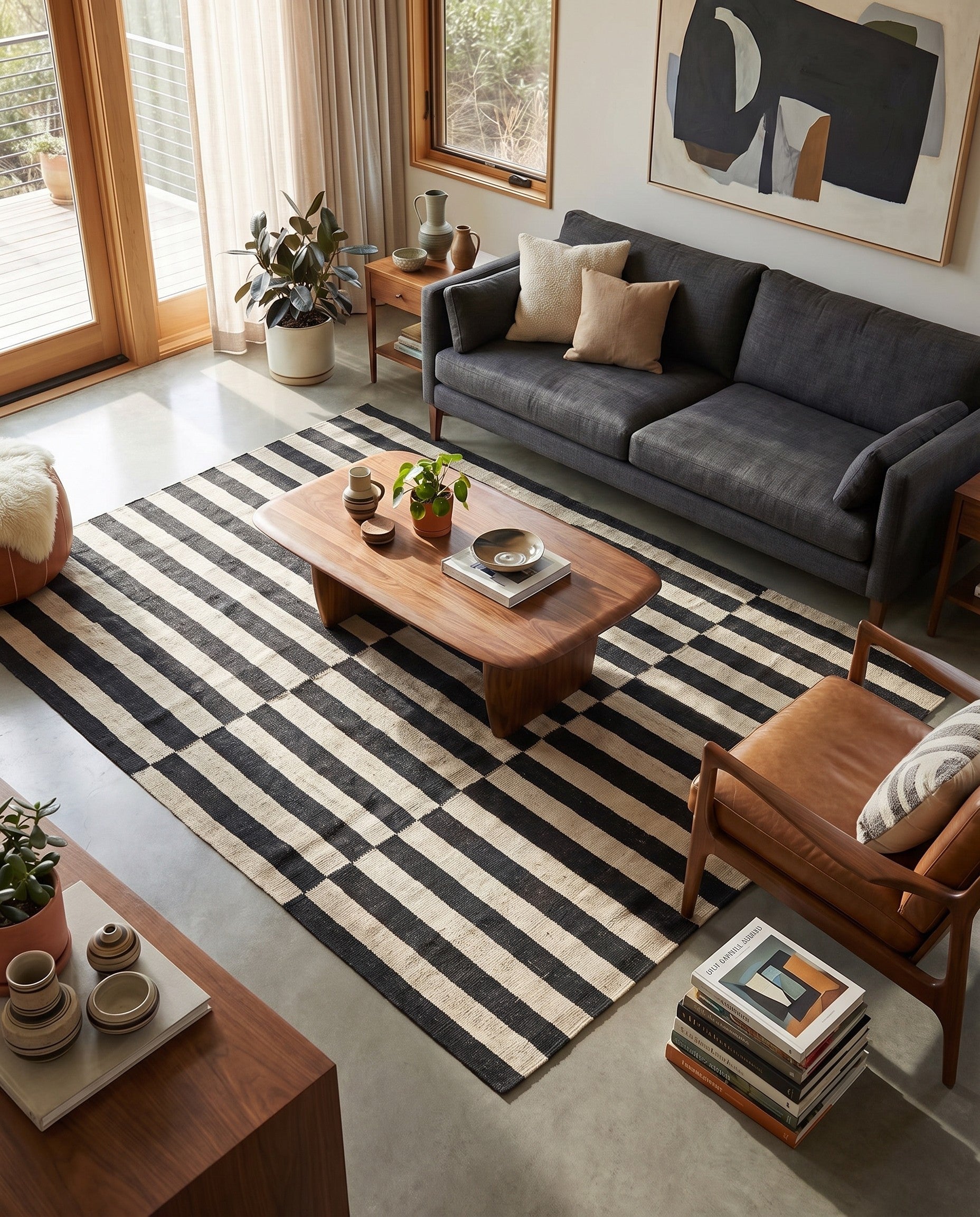 4' 9 x 6' 3 Hand Woven Kilim Modern Wool Rug