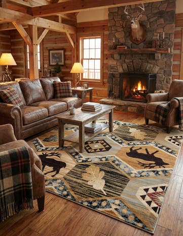 Blue Pioneer Square Rug
