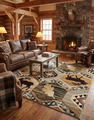 Blue Pioneer Square Rug