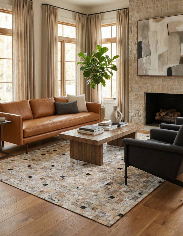 Detail image of 5' 3 x 7' 7 Cowhide Stocks Rug