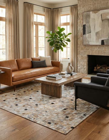 5' 3 x 7' 7 Cowhide Stocks Rug