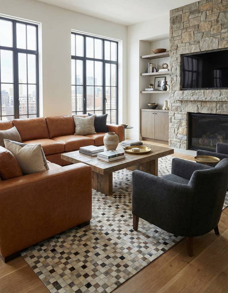 Detail image of  8' 1 x 9' 11 Cowhide - Patchwork Rug