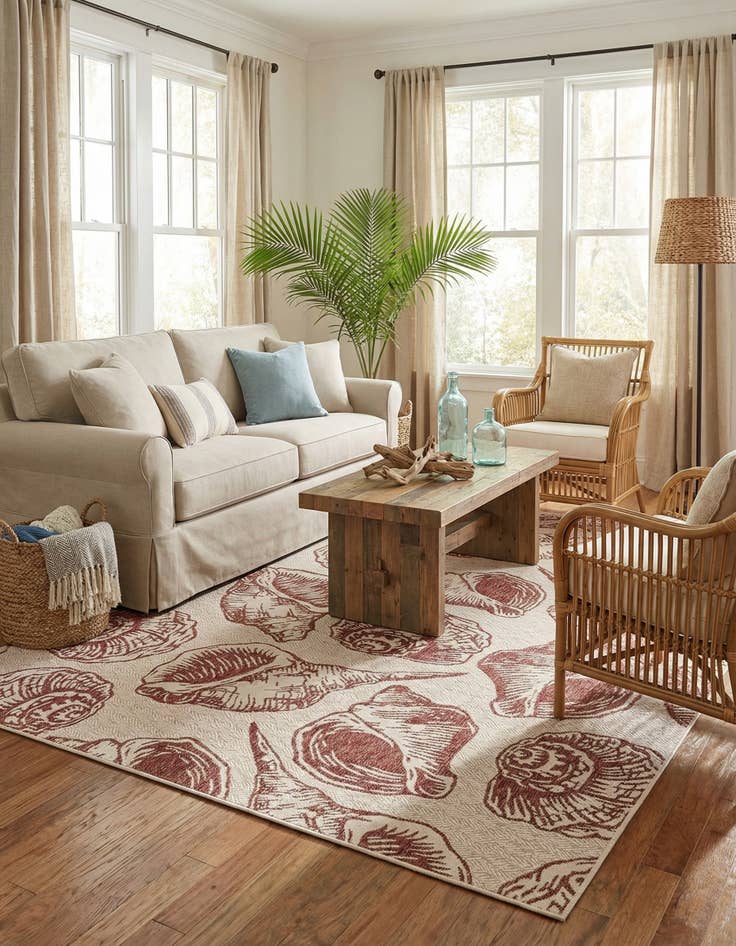 Detail image of  7' 10 x 10'  Washable Coastal Indoor / Outdoor Rug