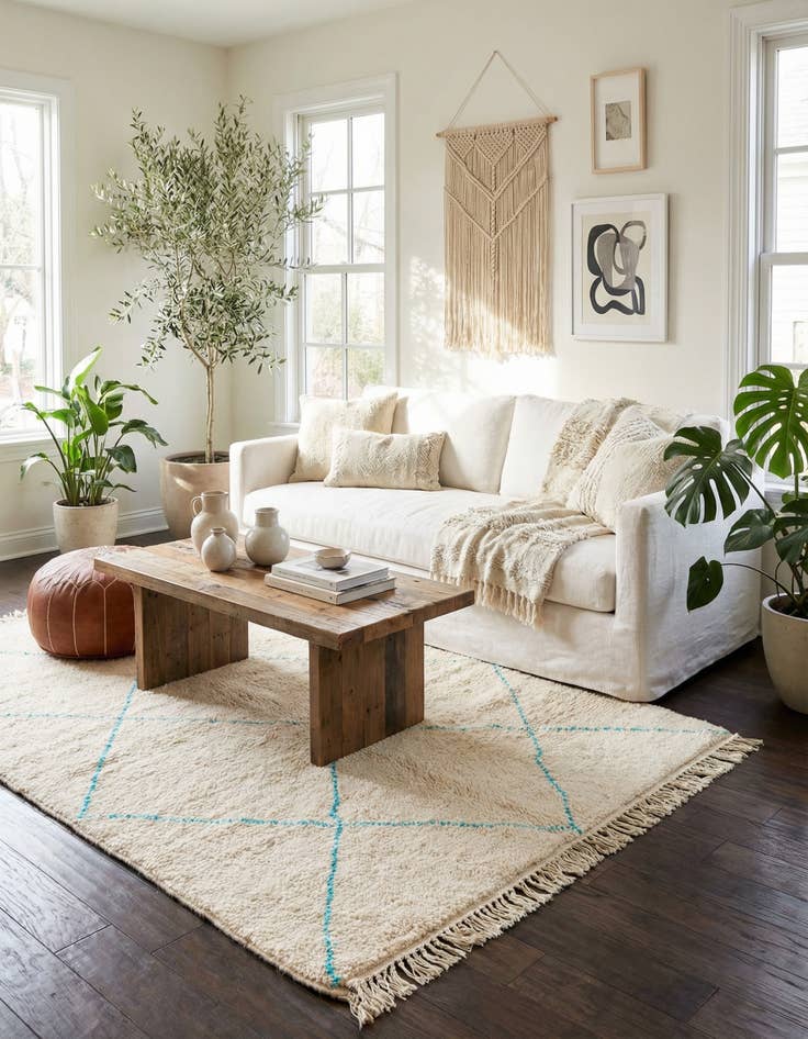 Detail image of 5' 2 x 8'  Hand Knotted Moroccan Wool Rug