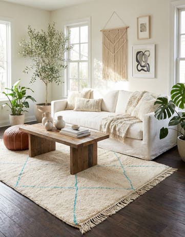 5' 2 x 8' Hand Knotted Moroccan Wool Rug