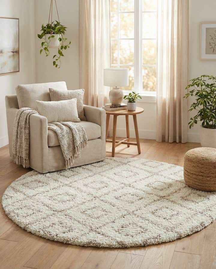 6' x 6' Lattice Shag Round Rug