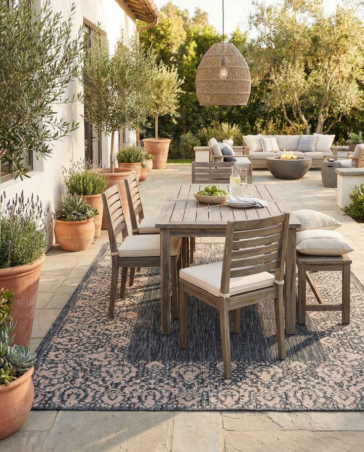 7' x 10' Easy-Clean Border Indoor / Outdoor Rug