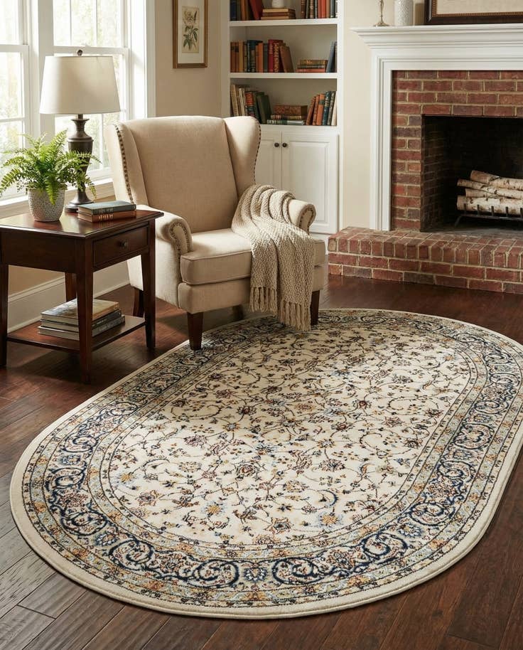 Detail image of 4' x 6' Nain Design Oval Rug