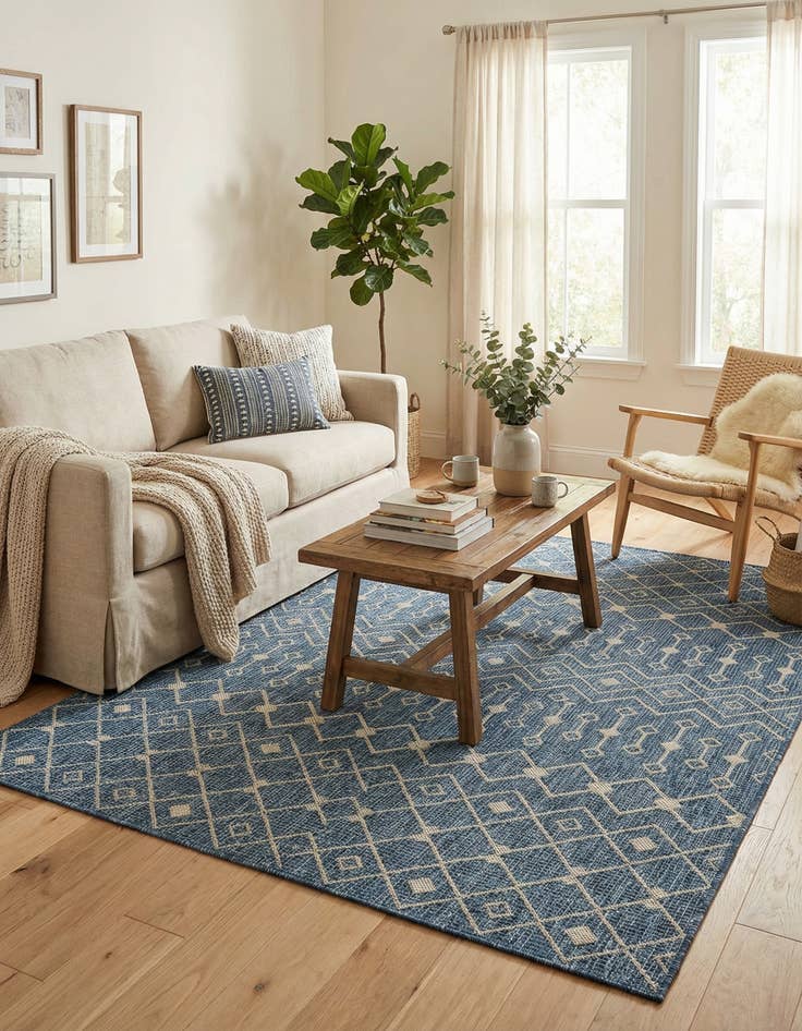 Detail image of 5' 3 x 7' Easy-Clean Trellis Indoor / Outdoor Rug