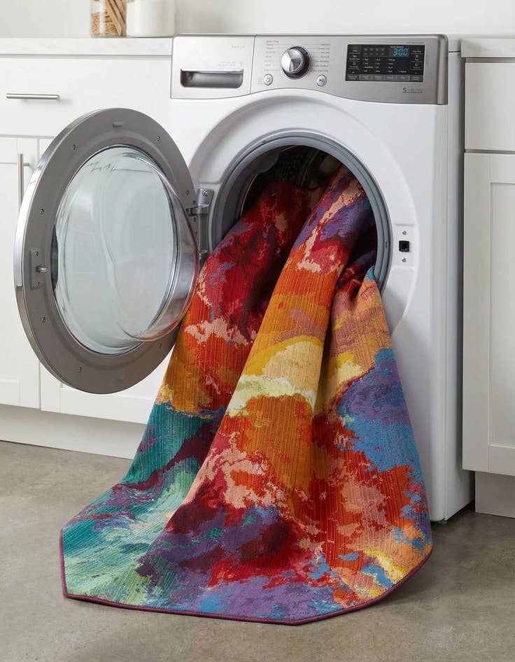 Detail image of 5' 3 x 5' 3  Washable Modern Indoor / Outdoor Octagon Rug