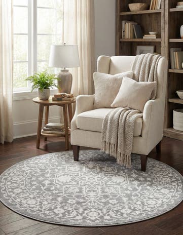 Light Gray Modern Classical Round Rug
