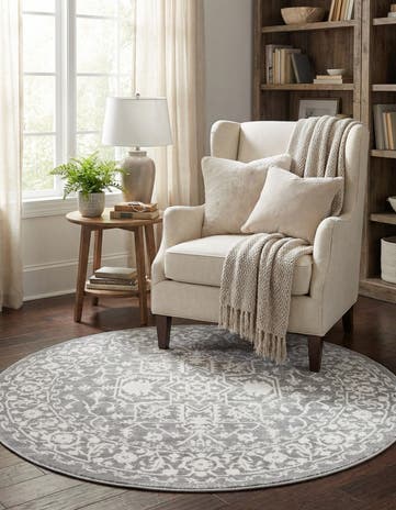 Light Gray Modern Classical Round Rug