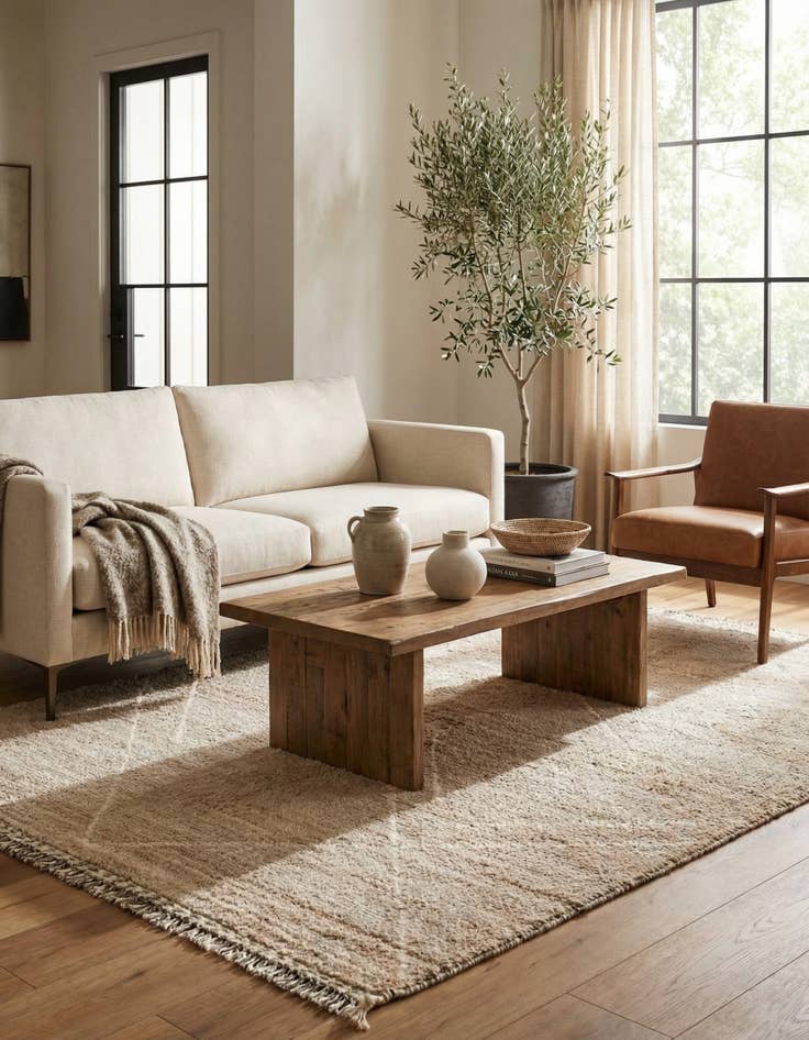 Detail image of 4' 2 x 6' 2  Hand Knotted Moroccan Wool Rug