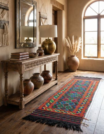 2' 1 x 8' 3 Hand Knotted Kilim Fars Persian Wool Runner Rug