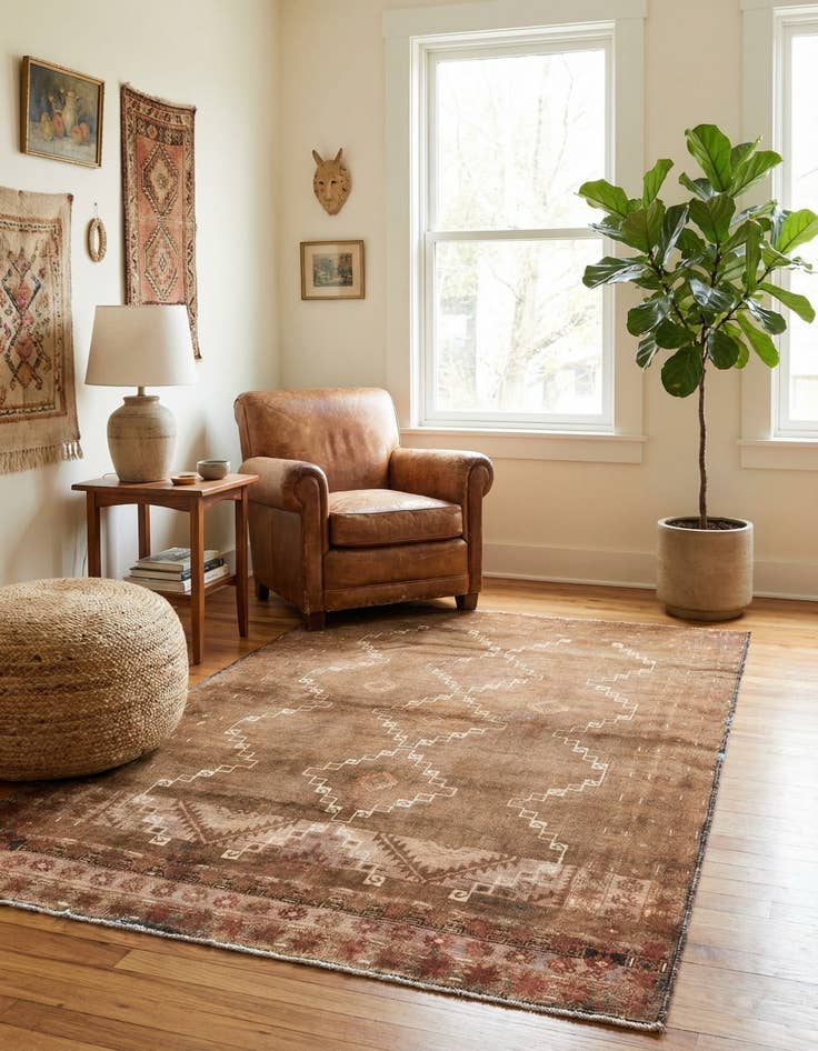 Detail image of  3' 8 x 5' 8  Hand Knotted Ultra Vintage Persian Wool Rug