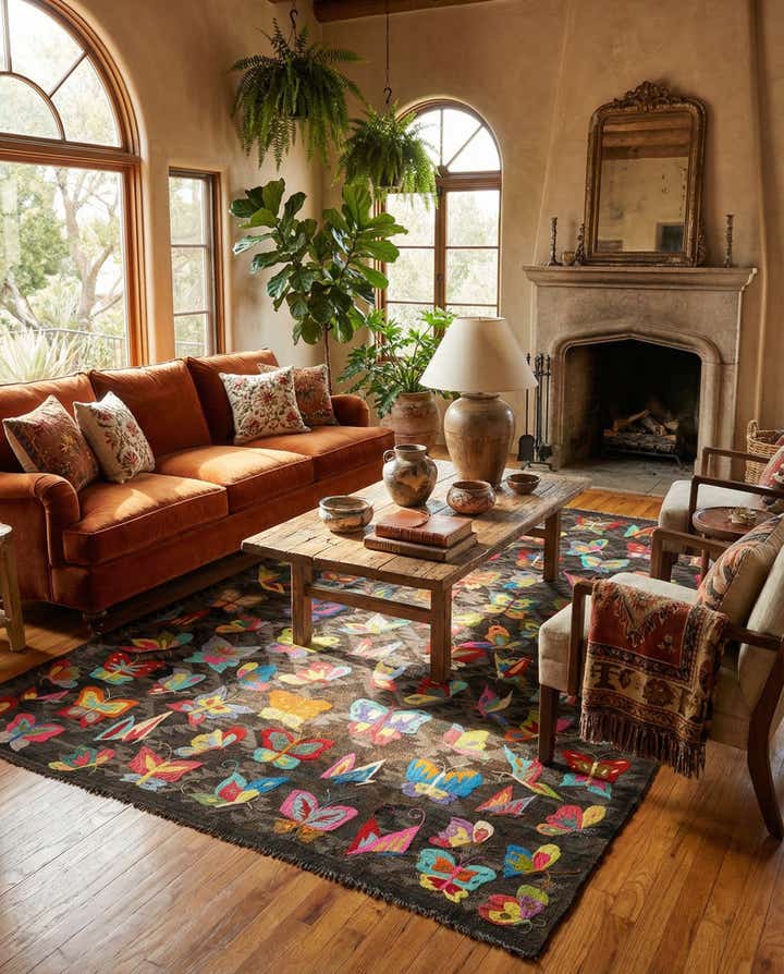 6' 5 x 9' 5 Hand Woven Kilim Suzani Wool Rug