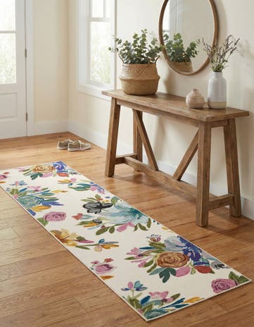 Ivory Blossom Runner Rug
