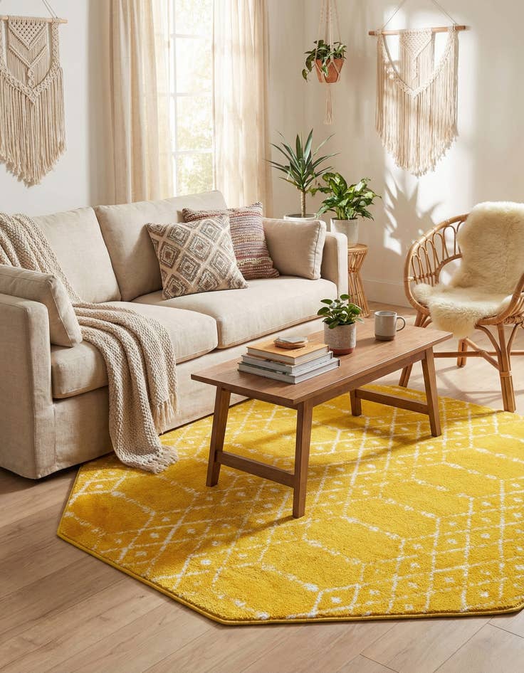 Detail image of  5' 3 x 5' 3 Paxon Trellis Octagon Rug