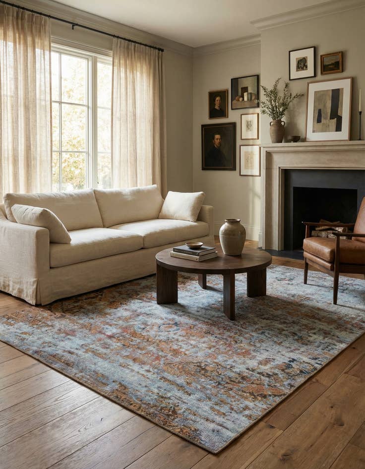 Detail image of 6' 9 x 9'  Hand Knotted Ultra Vintage Persian Wool Rug