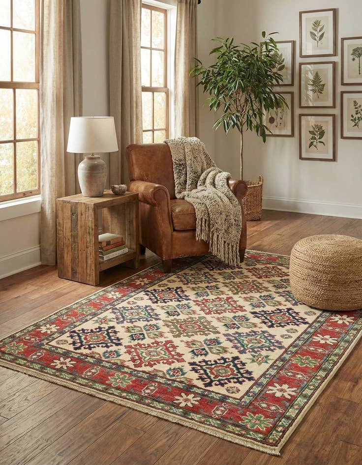 Detail image of 3' 10 x 5' 8  Hand Knotted Kazak Rug