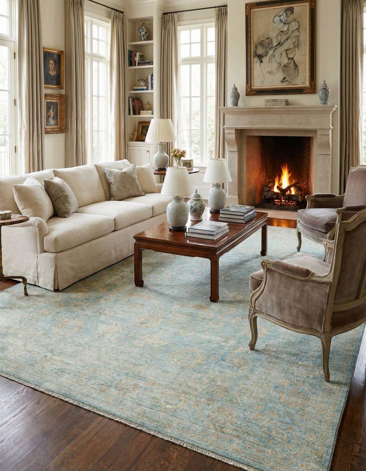 Detail image of 7' 8 x 9' 10  Hand Knotted Ziegler Rug