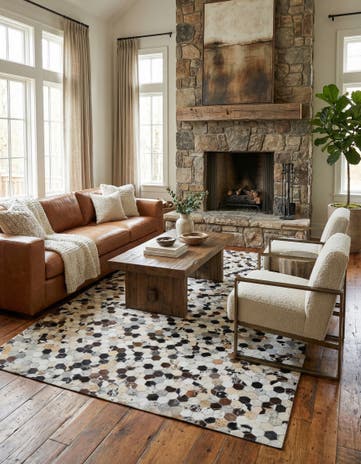 5' 3 x 8' 2 Cowhide Leather Rug