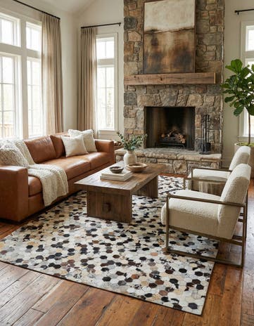 5' 3 x 8' 2 Cowhide Leather Rug