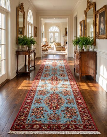 2' 7 x 13' 3 Hand Knotted Qom Persian Runner Rug