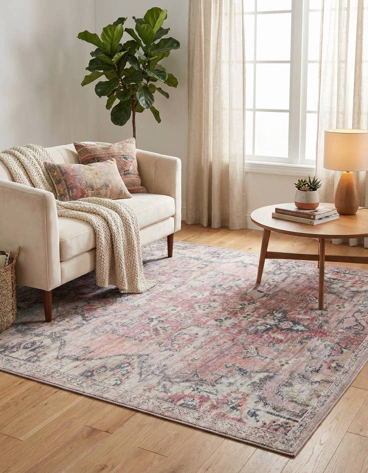 Detail image of 5' 3 x 5' 3  Washable Nostalgia Square Rug