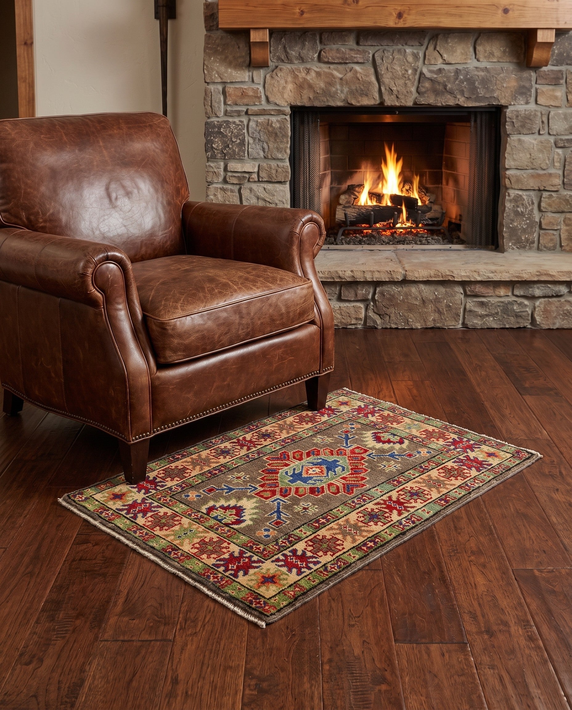 2' x 3' Hand Knotted Kazak Rug