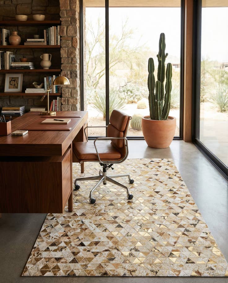 Detail image of 4' 10 x 7' 10 Cowhide Leather Rug