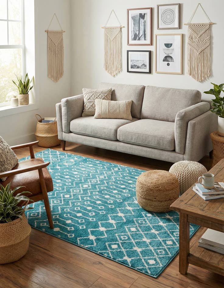 Detail image of 5' 3 x 8' Moroccan Trellis Rug