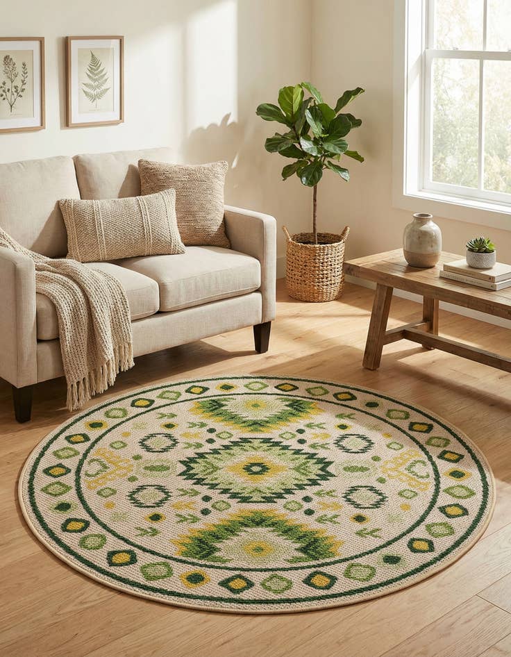 Detail image of 4' x 4' Easy-Clean Baja Indoor / Outdoor Round Rug
